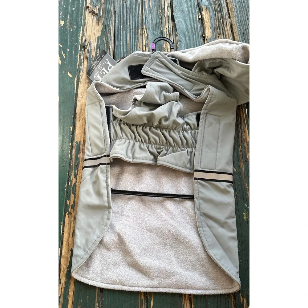 Berkshire Pet Collection Polartec Fleece Lined Dog Coat Gray Hooded Jacket Large